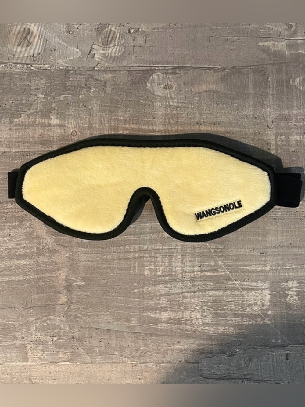 Padded Sleep mask Adjustable Pale Yellow & Black Clip Hook